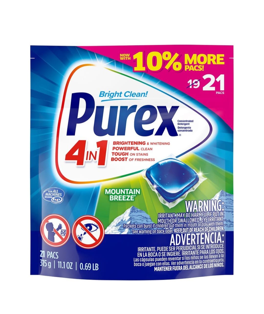 Purex Pods Bright Clean 21 Pacs