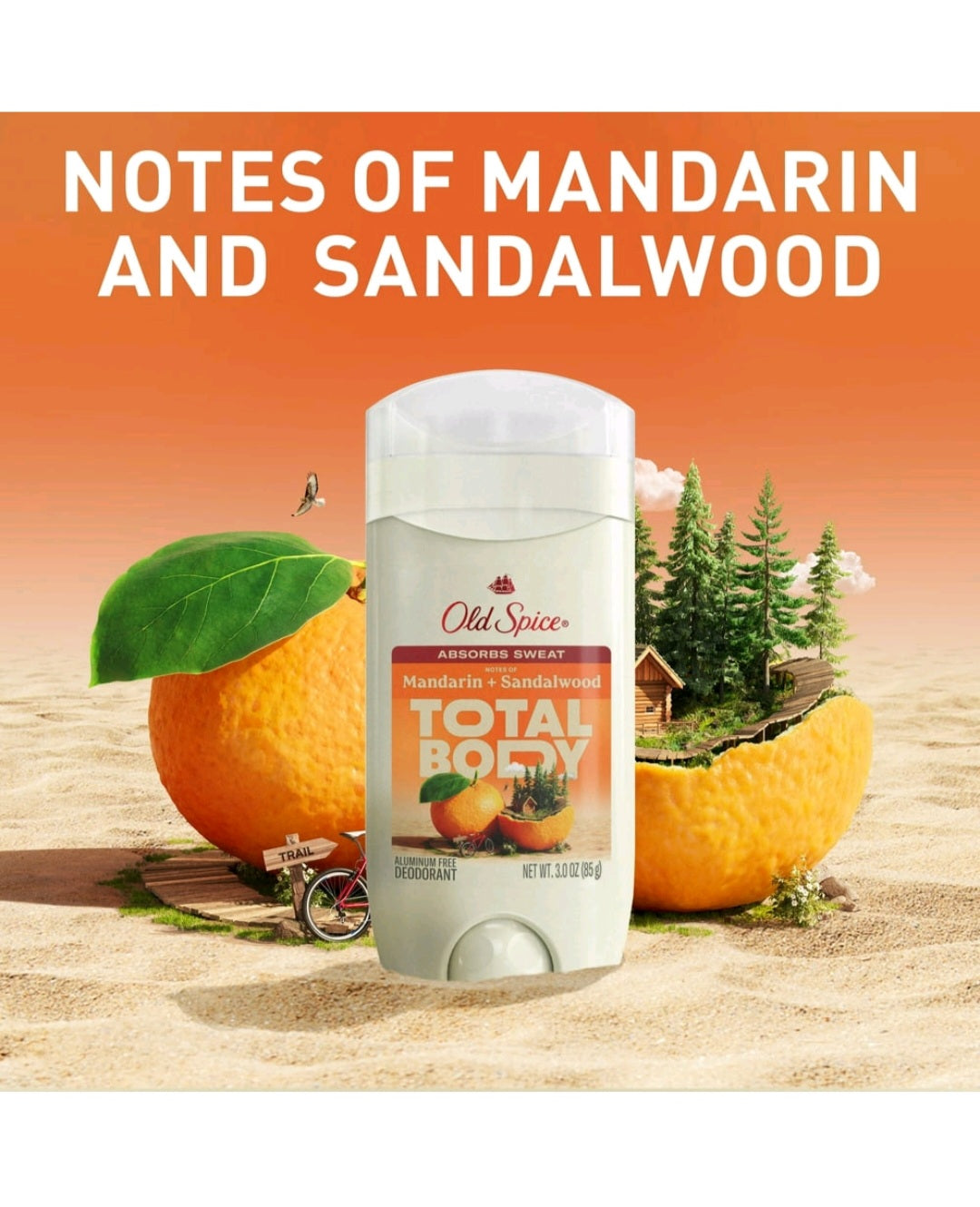 Old Spice Total Body Mandarin + Sandalwood 3 oz