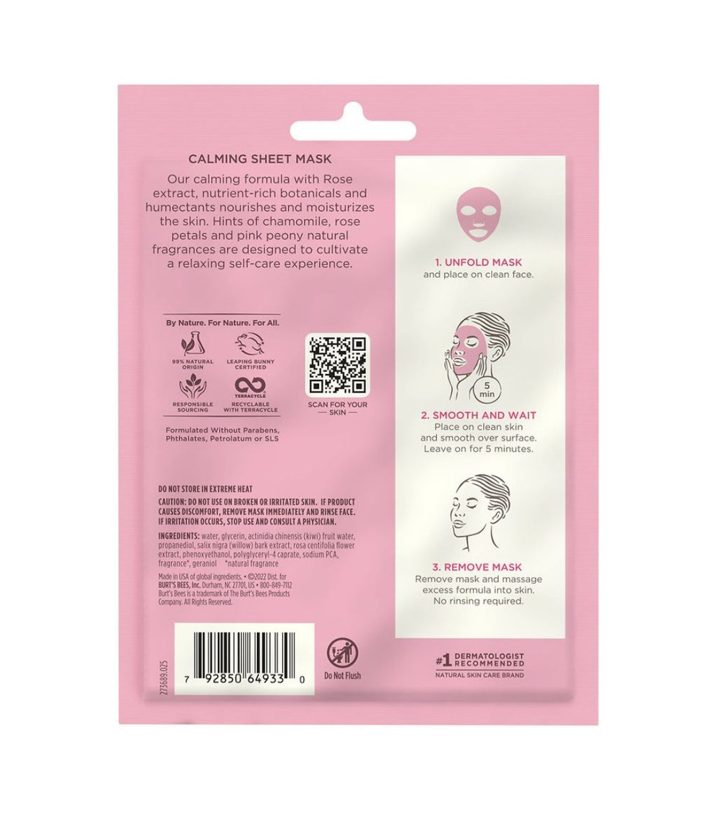 BURT'S BEES CALMING SHEET MASK