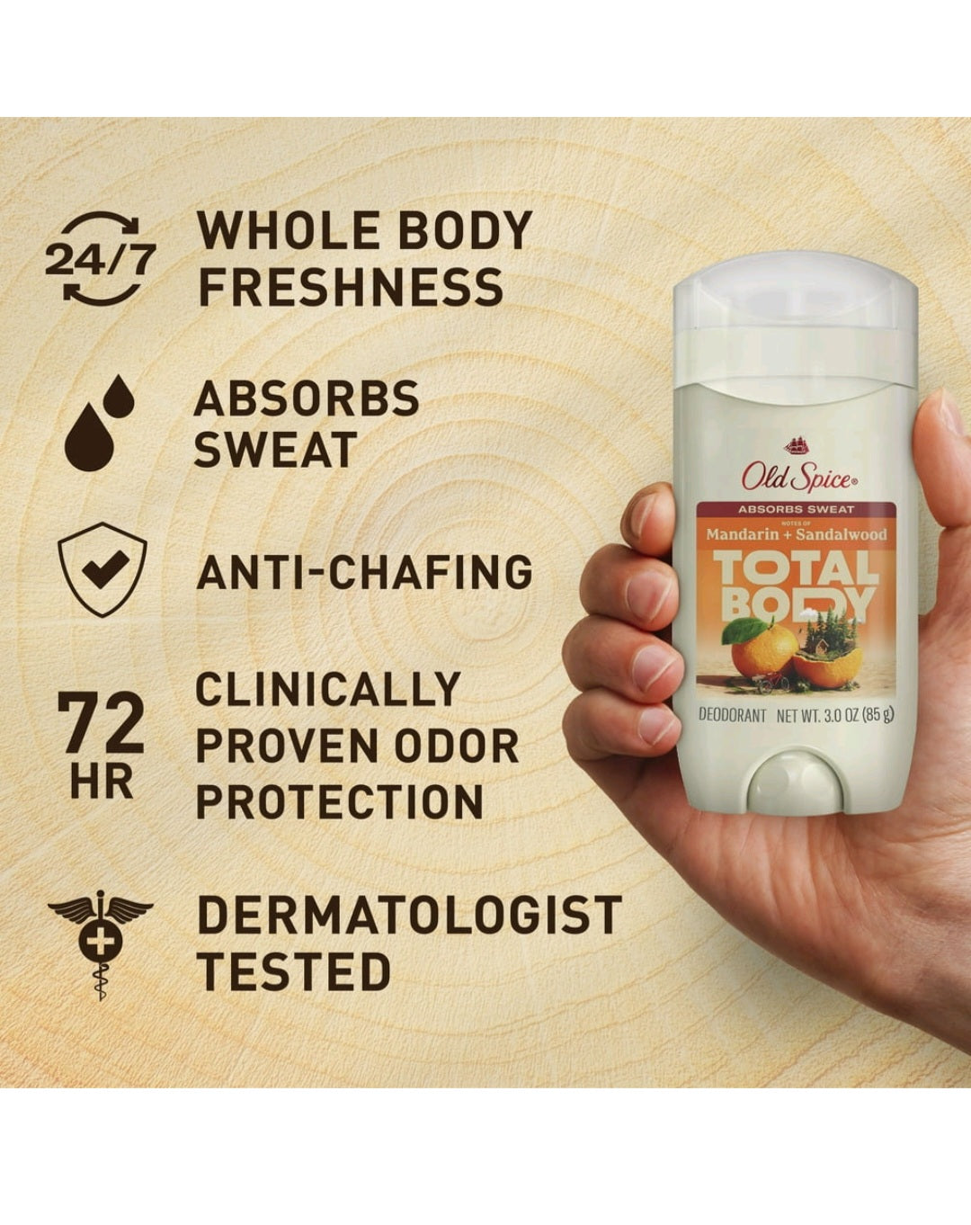 Old Spice Total Body Mandarin + Sandalwood 3 oz