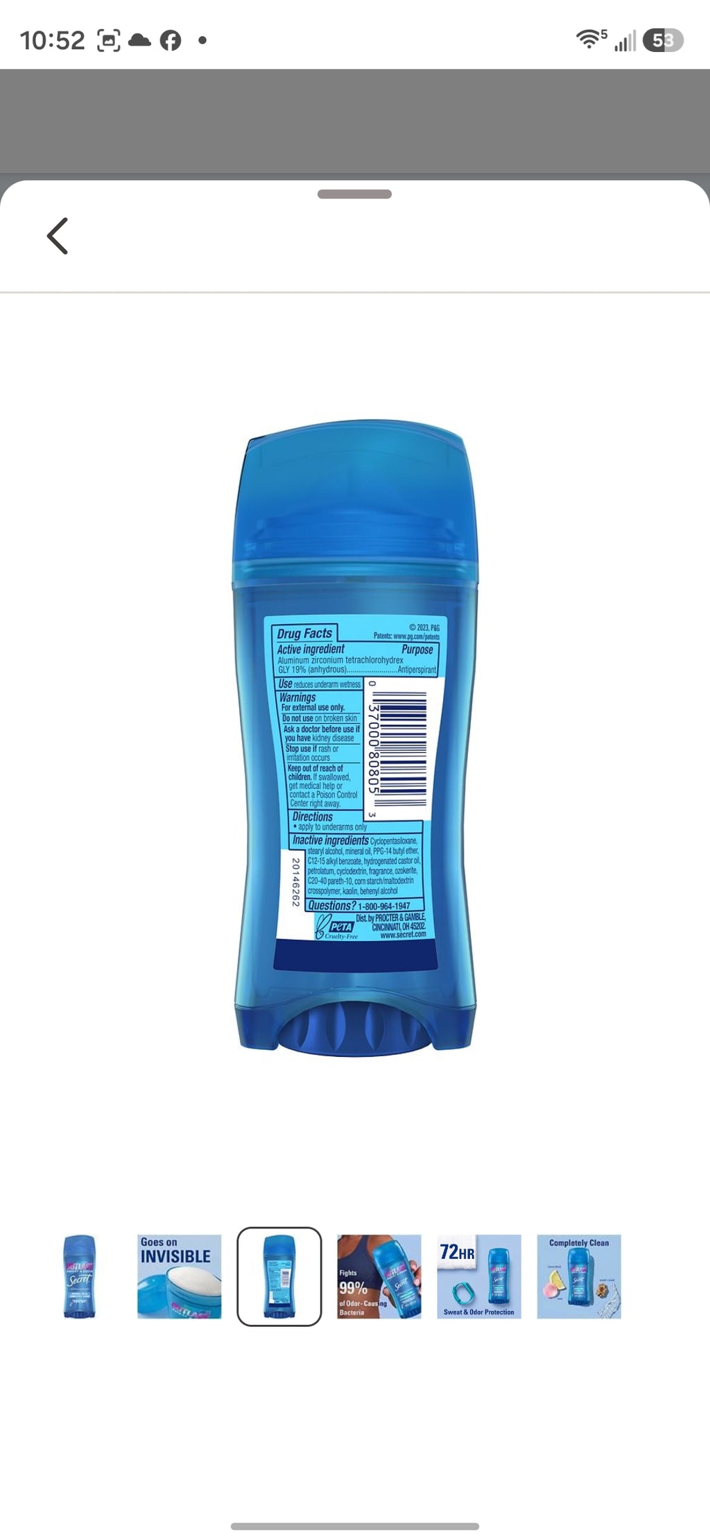 Secret Outlast Completely Clean 2.6 oz