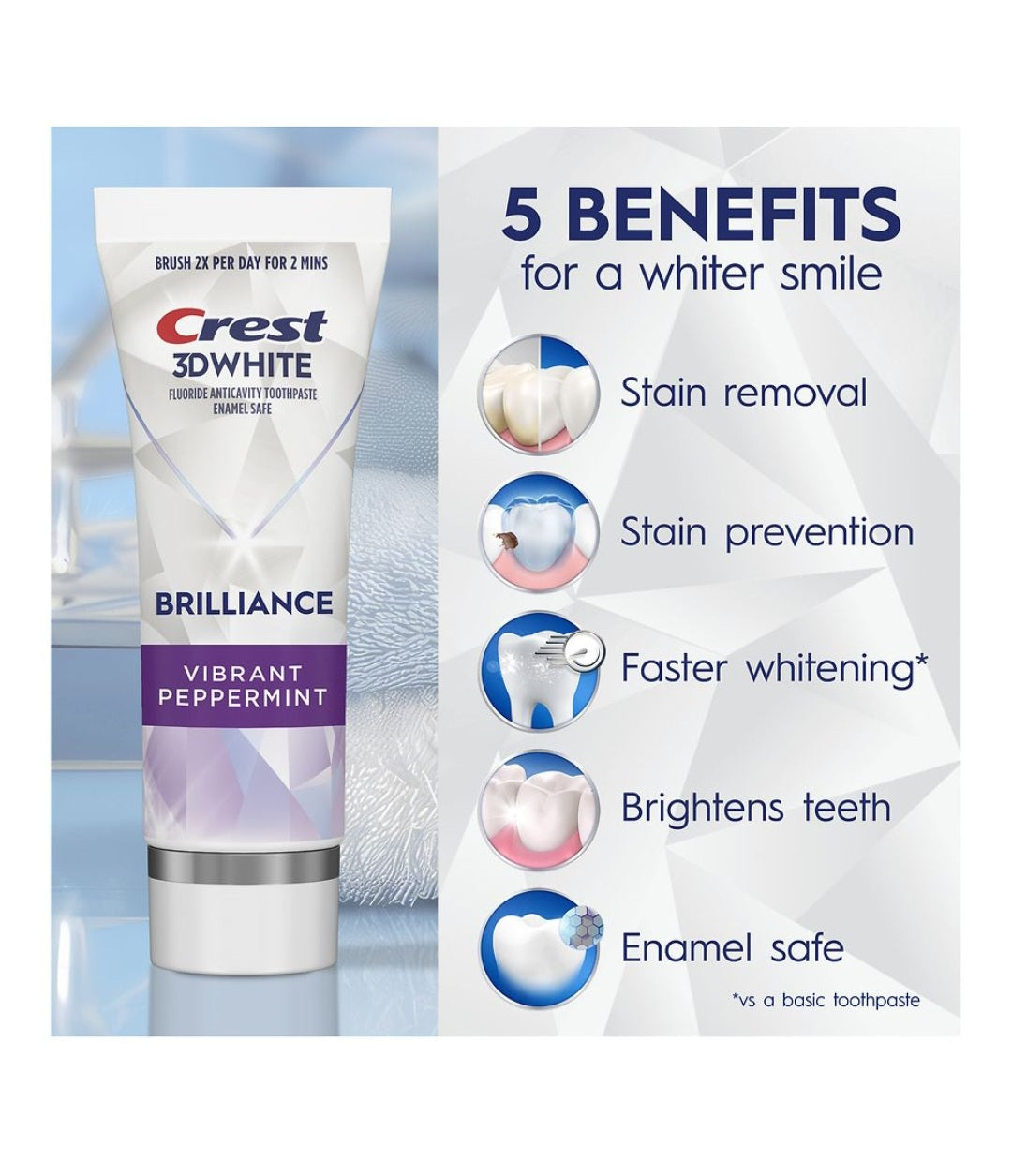 Crest 3D White 2 Pack Brilliance Vibrant Peppermint