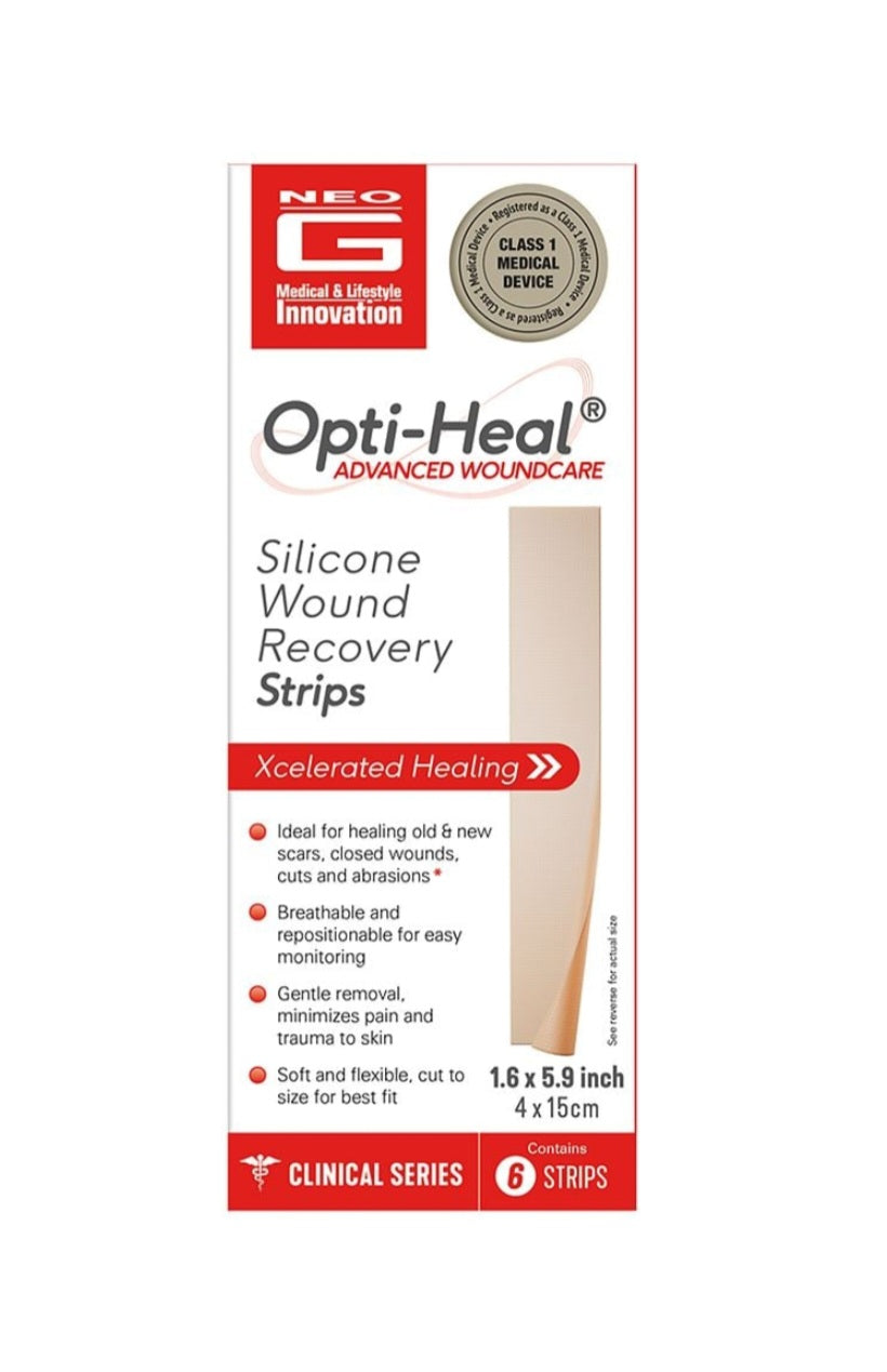Opti-Heal Silicone Scar & Wound Recovery Strips 6 ct