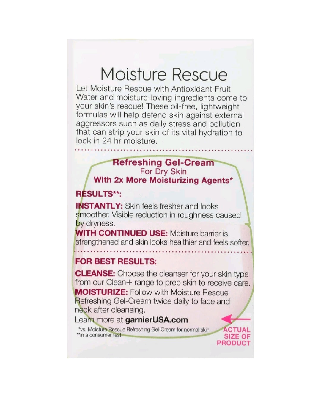 Garnier SkinActive Moisture Rescue Rerreshing Gel Cream 1.7 oz